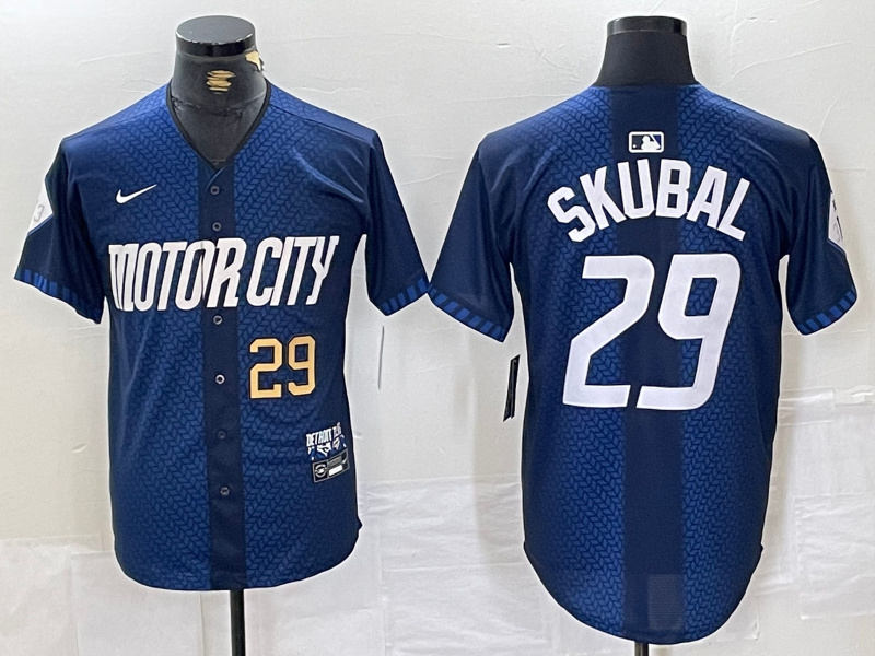 Men's Detroit Tigers #29 Tarik Skubal 2024 Navy City Connect Cool Base Stitched Limited jerseys 3 Men's Detroit Tigers #29 Tarik Skubal 2024 Navy City Connect Cool Base Stitched Limited jerseys 3