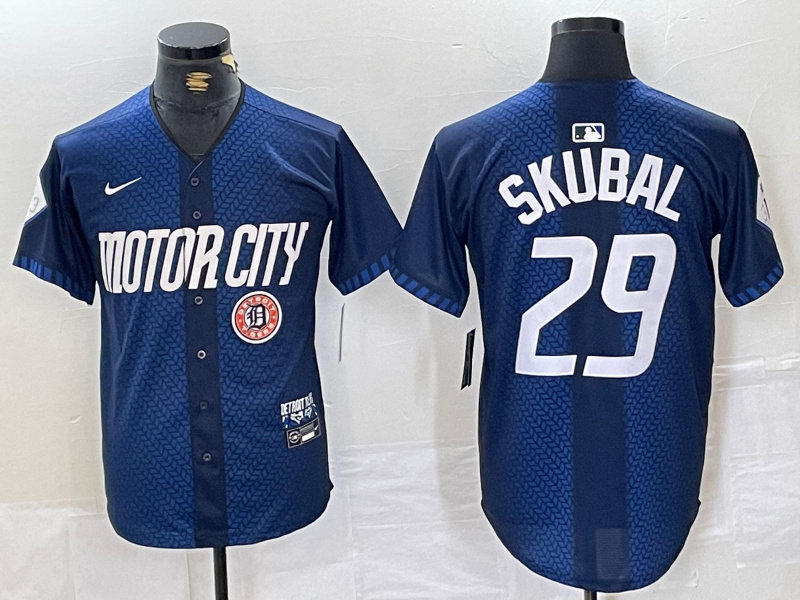 Men's Detroit Tigers #29 Tarik Skubal 2024 Navy City Connect Cool Base Stitched Limited jerseys 1 Men's Detroit Tigers #29 Tarik Skubal 2024 Navy City Connect Cool Base Stitched Limited jerseys 1