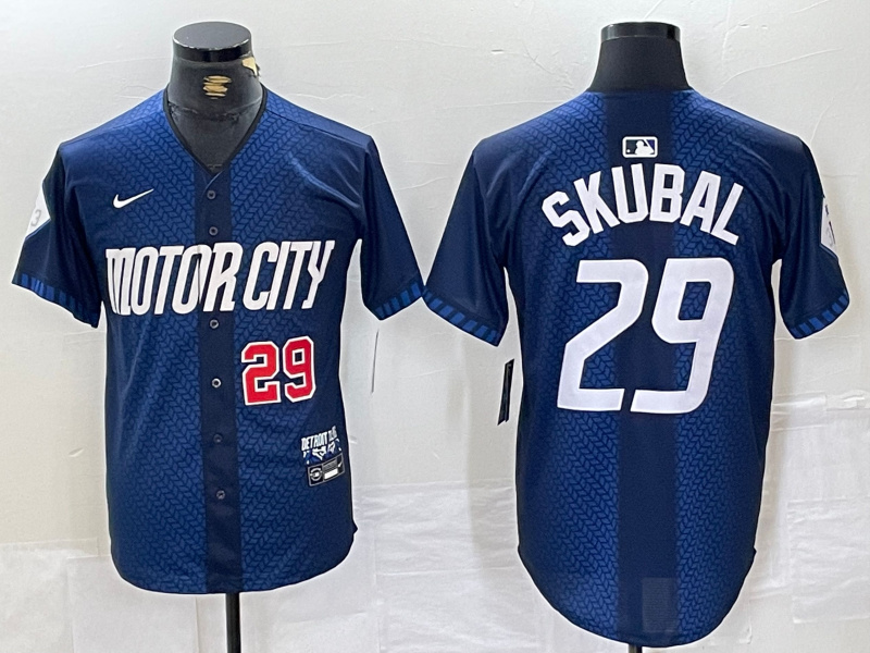 Men's Detroit Tigers #29 Tarik Skubal 2024 Navy City Connect Cool Base Stitched Limited jerseys Men's Detroit Tigers #29 Tarik Skubal 2024 Navy City Connect Cool Base Stitched Limited jerseys