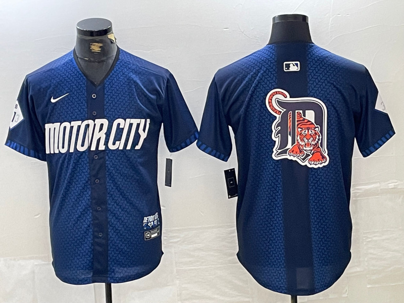 Men's Detroit Tigers Team Big Logo 2024 Navy City Connect Cool Base Limited Stitched Men's Detroit Tigers Team Big Logo 2024 Navy City Connect Cool Base Limited Stitched