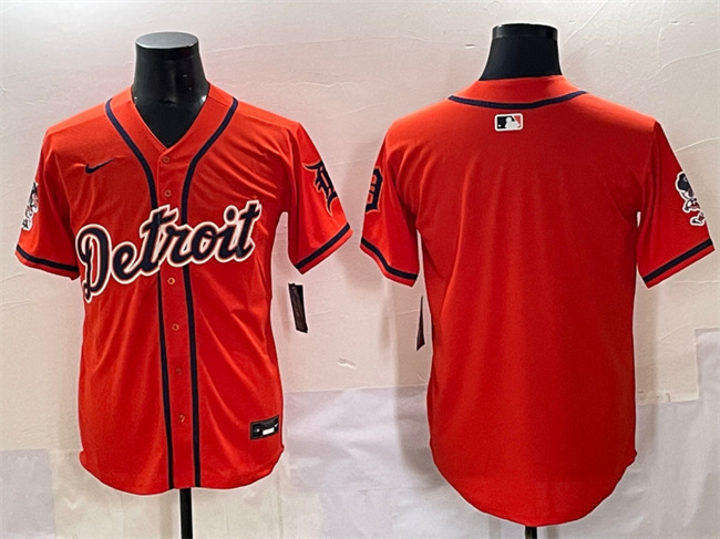 Men's Detroit Tigers Blank Orange With Patch Vapor Premier Limited Stitched Baseball Jersey Men's Detroit Tigers Blank Orange With Patch Vapor Premier Limited Stitched Baseball Jersey
