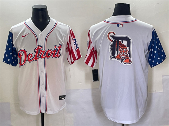 Men's Detroit Tigers Team Big Logo White 2025 Memorial Day Vapor Premier Limited Stitched Baseball Jersey Men's Detroit Tigers Team Big Logo White 2025 Memorial Day Vapor Premier Limited Stitched Baseball Jersey