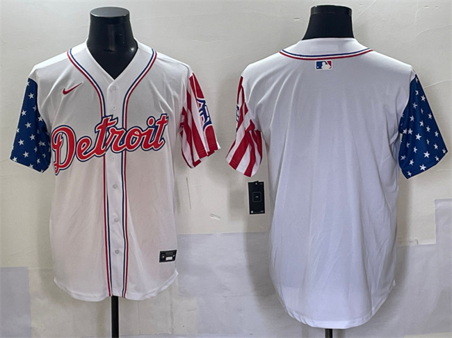 Men's Detroit Tigers Blank White 2025 Memorial Day Vapor Premier Limited Stitched Baseball Jersey Men's Detroit Tigers Blank White 2025 Memorial Day Vapor Premier Limited Stitched Baseball Jersey
