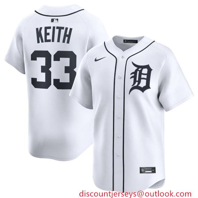 Men's Detroit Tigers #33 Colt Keith White 2024 Home Limited Stitched Baseball Jersey Men's Detroit Tigers #33 Colt Keith White 2024 Home Limited Stitched Baseball Jersey