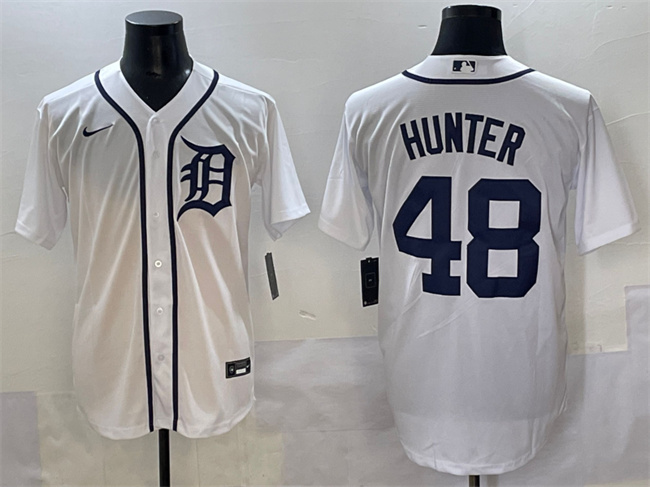 Men's Detroit Tigers #48 Brant Hurter White Cool Base Stitched Baseball Jersey Men's Detroit Tigers #48 Brant Hurter White Cool Base Stitched Baseball Jersey