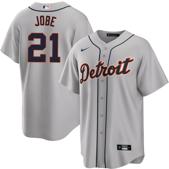 Men's Detroit Tigers #21 Jackson Jobe Grey Cool Base Stitched Baseball Jersey Men's Detroit Tigers #21 Jackson Jobe Grey Cool Base Stitched Baseball Jersey