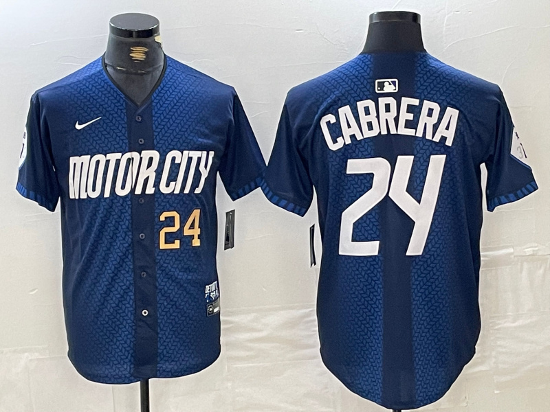 Men's Detroit Tigers #24 Miguel Cabrera 2024 Navy City Connect Cool Base Limited Stitched jerseys Men's Detroit Tigers #24 Miguel Cabrera 2024 Navy City Connect Cool Base Limited Stitched jerseys