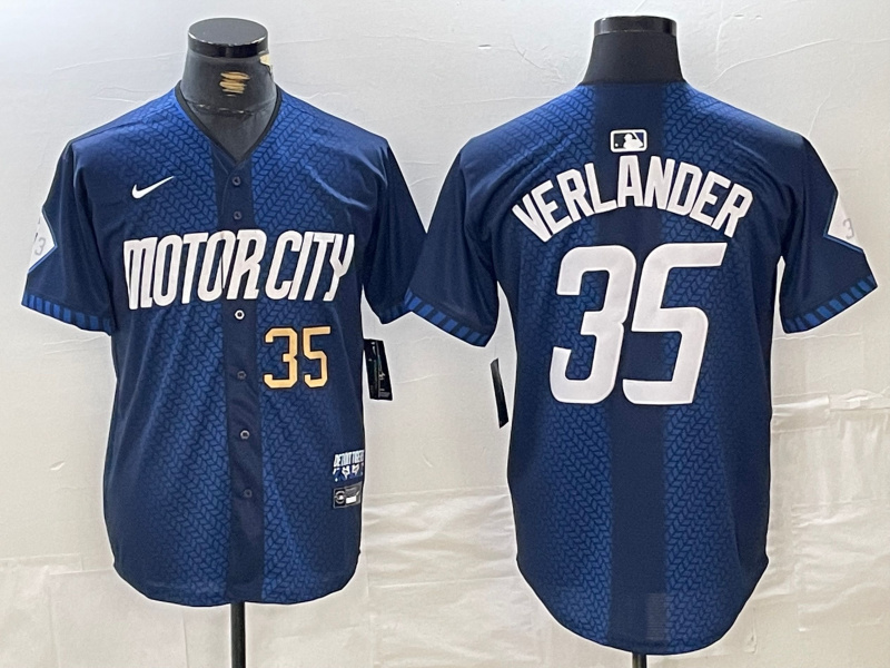 Men's Detroit Tigers #35 Justin Verlander 2024 Navy City Connect Cool Base Limited jerseys 3 Men's Detroit Tigers #35 Justin Verlander 2024 Navy City Connect Cool Base Limited jerseys 3