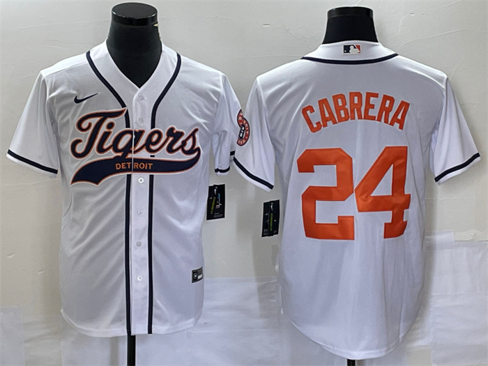 Men's Detroit Tigers #24 Miguel Cabrera White Cool Base Stitched Baseball Jersey Men's Detroit Tigers #24 Miguel Cabrera White Cool Base Stitched Baseball Jersey
