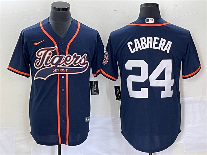 Men's Detroit Tigers #24 Miguel Cabrera Navy Cool Base Stitched Baseball Jersey Men's Detroit Tigers #24 Miguel Cabrera Navy Cool Base Stitched Baseball Jersey
