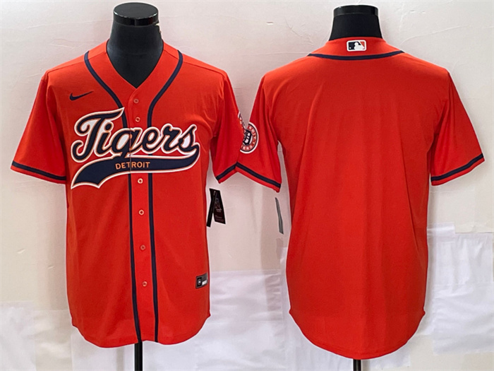 Men's Detroit Tigers Blank Orange Cool Base Stitched Baseball Jersey Men's Detroit Tigers Blank Orange Cool Base Stitched Baseball Jersey