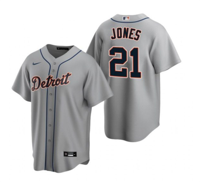 Men's Detroit Tigers #21 Jacoby Jones Grey Cool Base Stitched Jersey Men's Detroit Tigers #21 Jacoby Jones Grey Cool Base Stitched Jersey