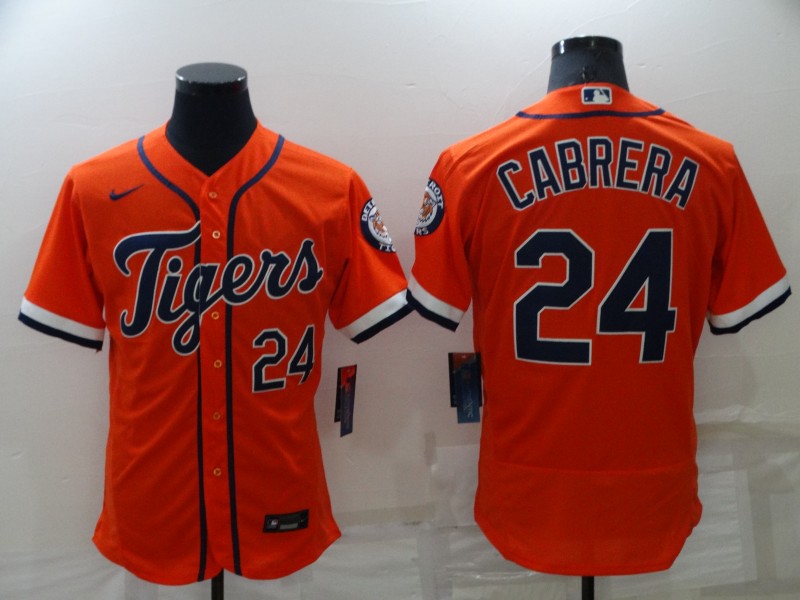 Men's Detroit Tigers #24 Miguel Cabrera Orange Flex Base Stitched Jersey Men's Detroit Tigers #24 Miguel Cabrera Orange Flex Base Stitched Jersey