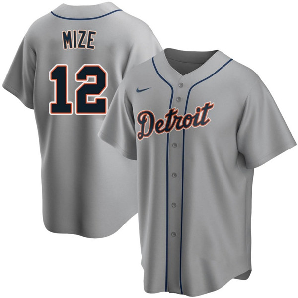 Men's Detroit Tigers #12 Casey Mize Grey Cool Base Stitched Jersey Men's Detroit Tigers #12 Casey Mize Grey Cool Base Stitched Jersey