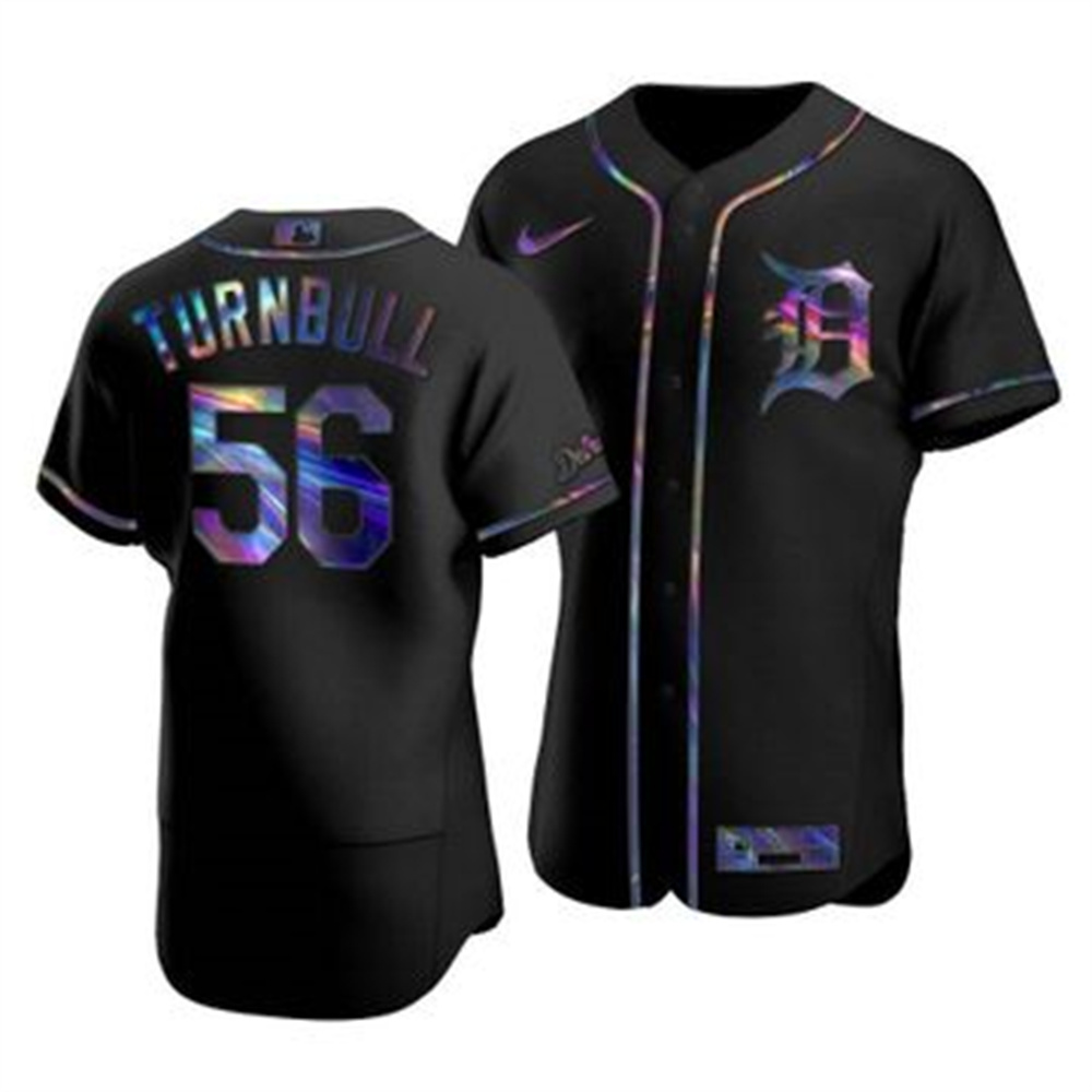 Detroit Tigers #56 Spencer Turnbull Men's Nike Iridescent Holographic Collection MLB Jersey - Black Detroit Tigers #56 Spencer Turnbull Men's Nike Iridescent Holographic Collection MLB Jersey - Black