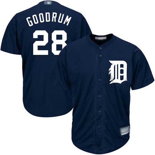 Tigers #28 Niko Goodrum Navy Blue New Cool Base Stitched Baseball Jersey Tigers #28 Niko Goodrum Navy Blue New Cool Base Stitched Baseball Jersey