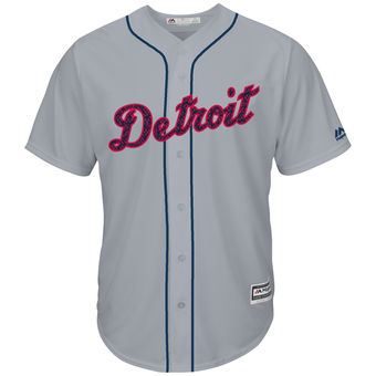 Detroit Tigers Majestic Fashion Stars & Stripes Cool Base Jersey - Gray Detroit Tigers Majestic Fashion Stars & Stripes Cool Base Jersey - Gray