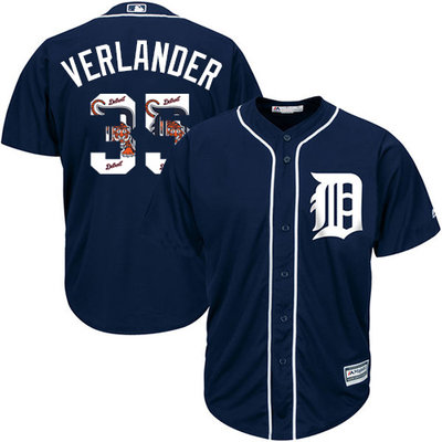 Tigers #35 Justin Verlander Navy Blue Team Logo Fashion Stitched MLB Jersey Tigers #35 Justin Verlander Navy Blue Team Logo Fashion Stitched MLB Jersey