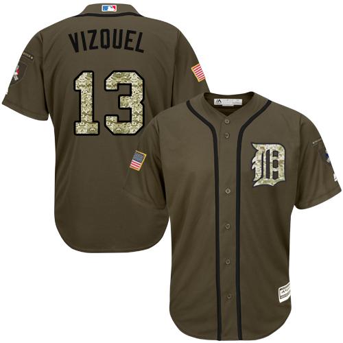 Tigers #13 Omar Vizquel Green Salute to Service Stitched MLB Jersey Tigers #13 Omar Vizquel Green Salute to Service Stitched MLB Jersey