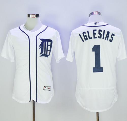 Tigers #1 Jose Iglesias White Flexbase Authentic Collection Stitched MLB Jersey Tigers #1 Jose Iglesias White Flexbase Authentic Collection Stitched MLB Jersey