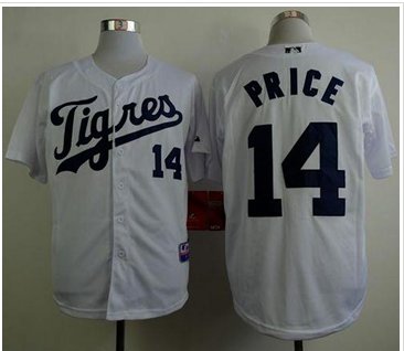 Tigers #14 David Price White Los Tigres Stitched Baseball Jersey Tigers #14 David Price White Los Tigres Stitched Baseball Jersey