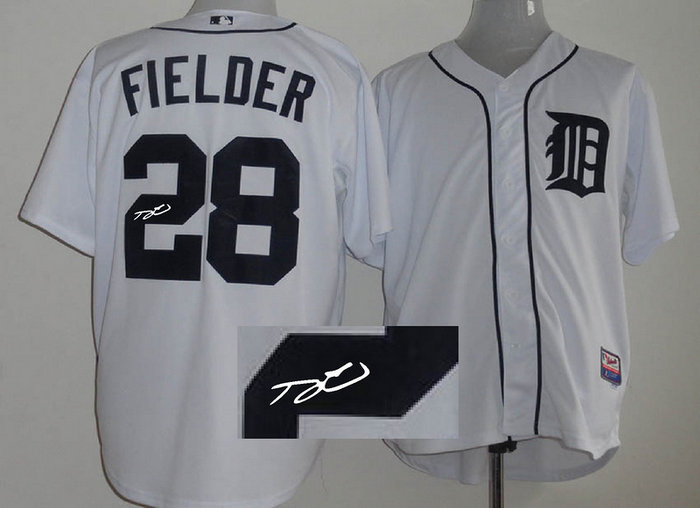 Detroit Tigers 28# Prince Fielder White Cool Base MLB Jerseys(Signed) Detroit Tigers 28# Prince Fielder White Cool Base MLB Jerseys(Signed)