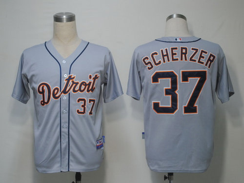 Detroit Tigers 37 Scherzer Grey Jerseys Detroit Tigers 37 Scherzer Grey Jerseys