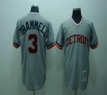 Detroit Tigers 3 Alan trammell Grey jerseys Mitchell and ness Detroit Tigers 3 Alan trammell Grey jerseys Mitchell and ness