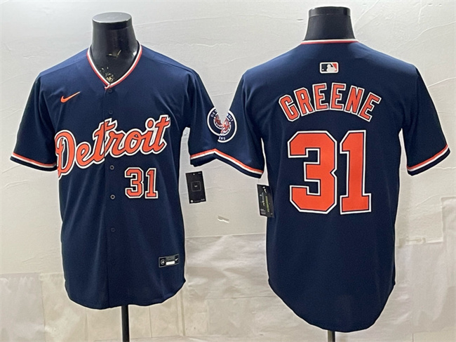 Men's Detroit Tigers #31 Riley Greene Navy 2026 Alternate Vapor Premier Limited Stitched Baseball Jersey Men's Detroit Tigers #31 Riley Greene Navy 2026 Alternate Vapor Premier Limited Stitched Baseball Jersey