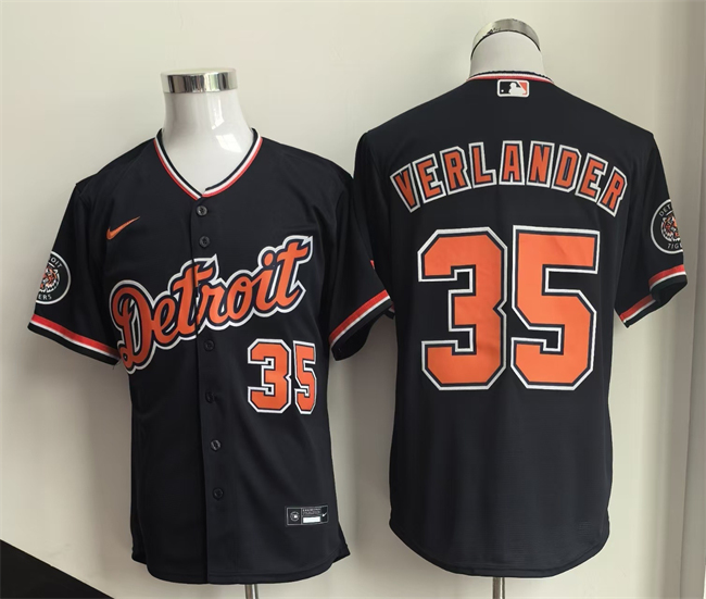 Men's Detroit Tigers #35 Justin Verlander Black 2026 Cool Base Stitched Baseball Jersey Men's Detroit Tigers #35 Justin Verlander Black 2026 Cool Base Stitched Baseball Jersey