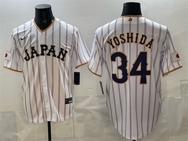 Men's Japan Baseball #34 Masataka Yoshida White 2026 World Baseball Classic Home Stadium Stitched Jersey Men's Japan Baseball #34 Masataka Yoshida White 2026 World Baseball Classic Home Stadium Stitched Jersey