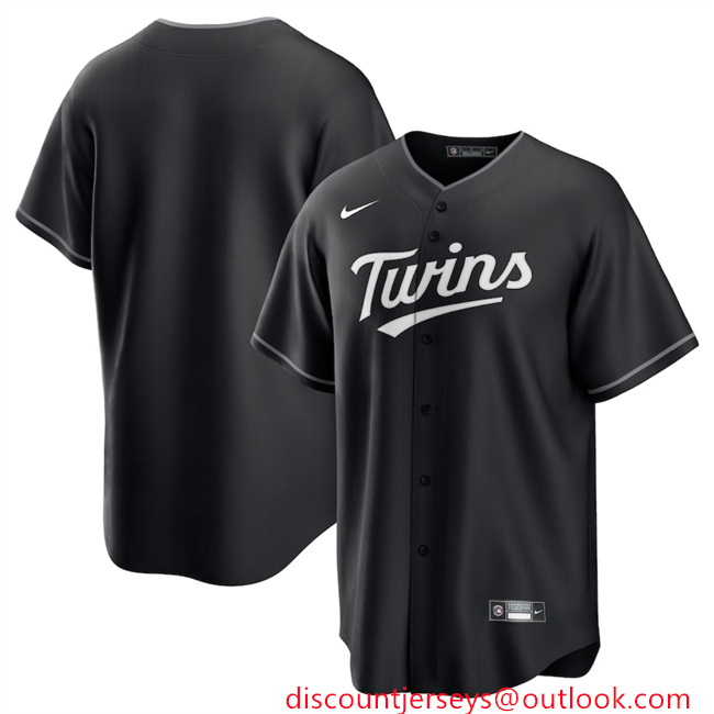 Men's Minnesota Twins Blank Black Lights Out Limited Stitched Baseball Jersey Men's Minnesota Twins Blank Black Lights Out Limited Stitched Baseball Jersey