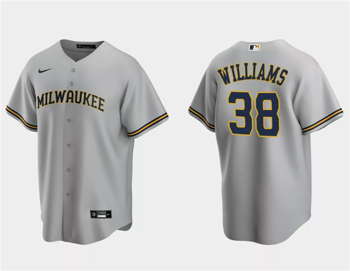 Men's Milwaukee Brewers #38 Devin Williams Grey Cool Base Stitched Jersey Men's Milwaukee Brewers #38 Devin Williams Grey Cool Base Stitched Jersey