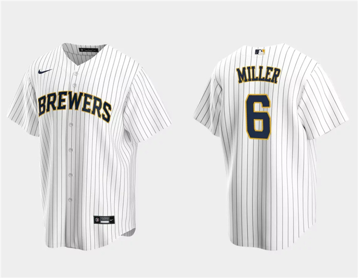 Men's Milwaukee Brewers #6 Owen Miller White Cool Base Stitched Jersey Men's Milwaukee Brewers #6 Owen Miller White Cool Base Stitched Jersey