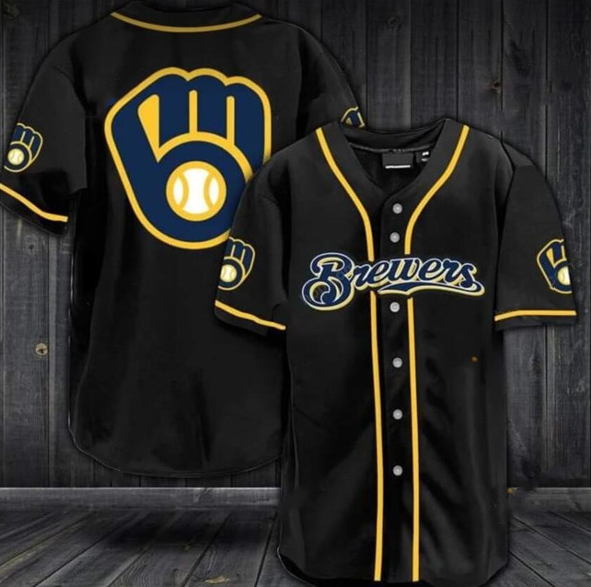 Men's Milwaukee Brewers Black Cool Base Stitched Jersey Men's Milwaukee Brewers Black Cool Base Stitched Jersey
