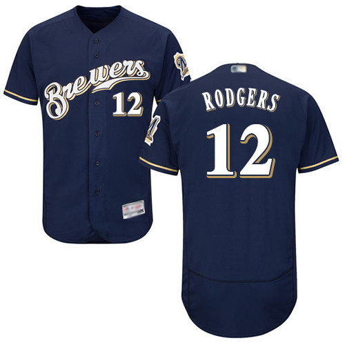 Brewers #12 Aaron Rodgers Navy Blue Flexbase Authentic Collection Stitched Baseball Jersey Brewers #12 Aaron Rodgers Navy Blue Flexbase Authentic Collection Stitched Baseball Jersey