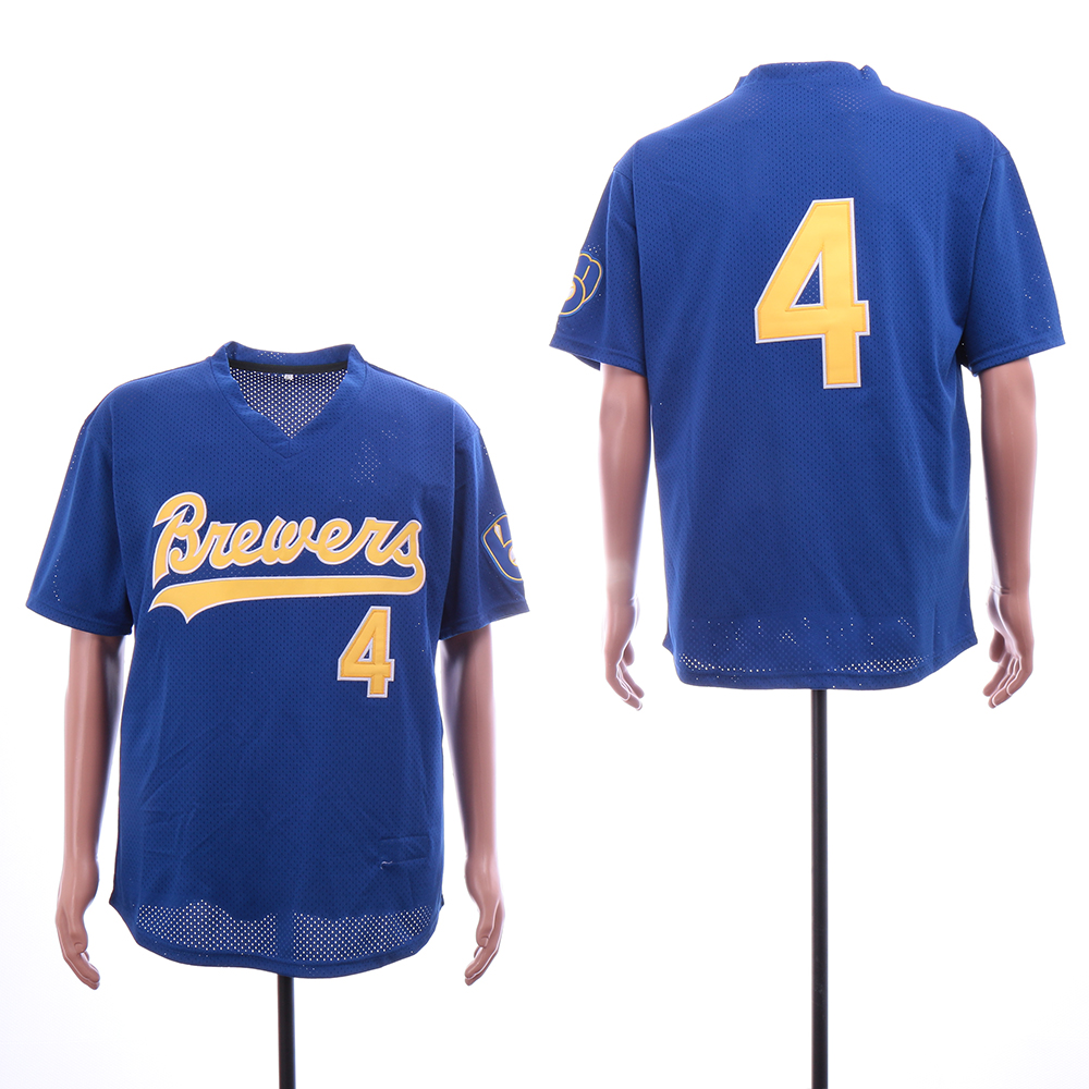 Brewers 4 Paul Molitor Royal Mesh Throwback Jersey Brewers 4 Paul Molitor Royal Mesh Throwback Jersey