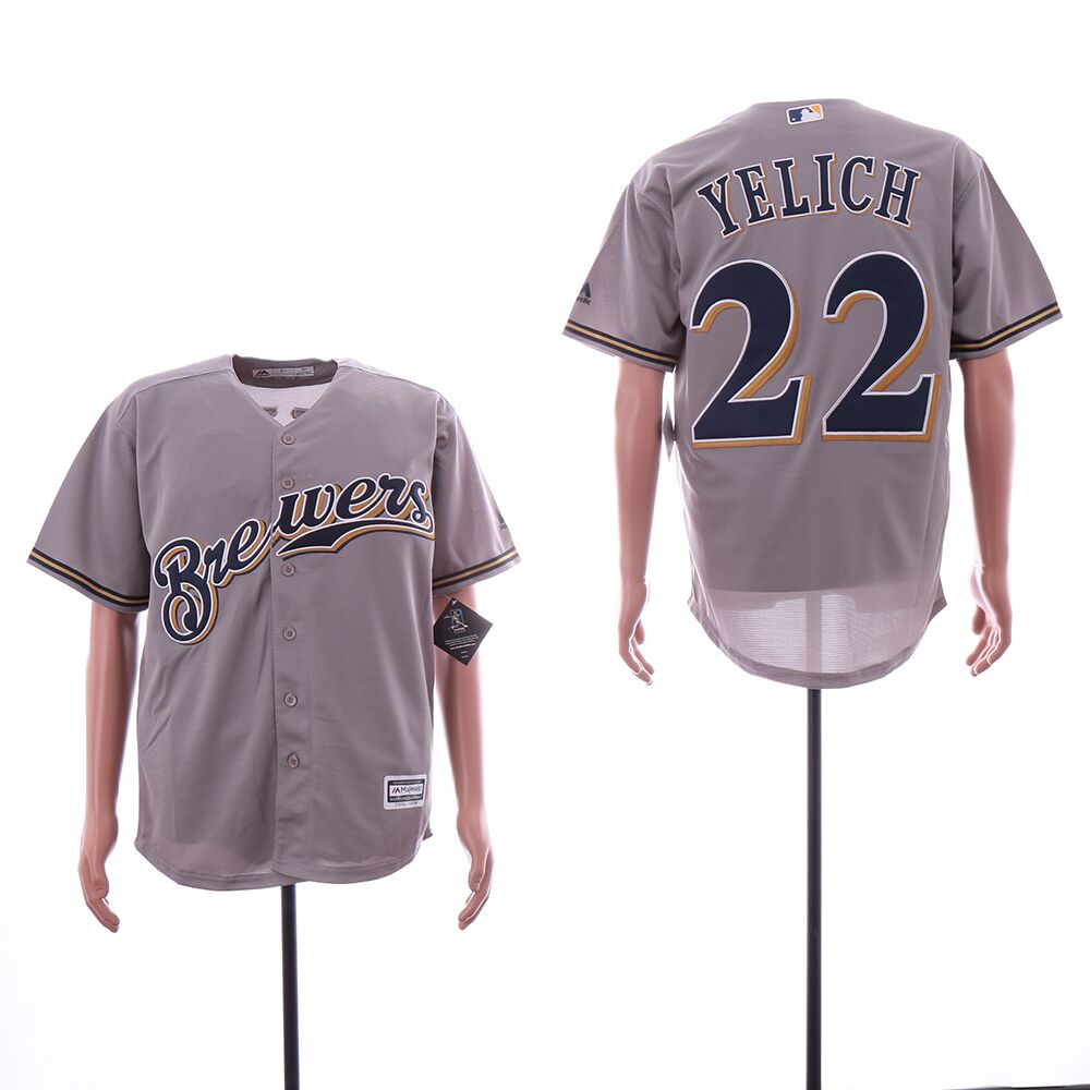 Brewers 22 Christian Yelich Gray Cool Base Jersey Brewers 22 Christian Yelich Gray Cool Base Jersey