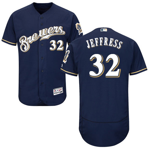 Brewers #32 Jeremy Jeffress Navy Blue Flexbase Authentic Collection Stitched Baseball Jersey Brewers #32 Jeremy Jeffress Navy Blue Flexbase Authentic Collection Stitched Baseball Jersey