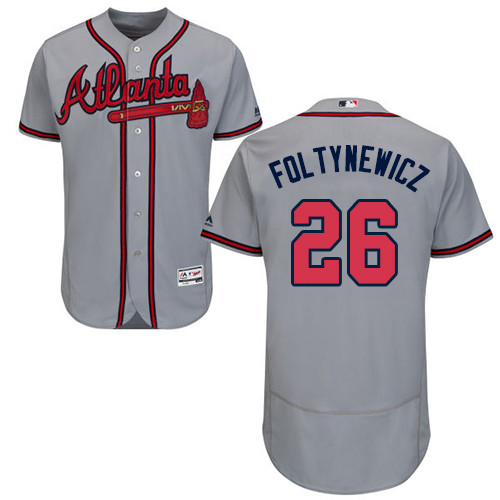 Braves #26 Mike Foltynewicz Grey Flexbase Authentic Collection Stitched Baseball Jersey Braves #26 Mike Foltynewicz Grey Flexbase Authentic Collection Stitched Baseball Jersey