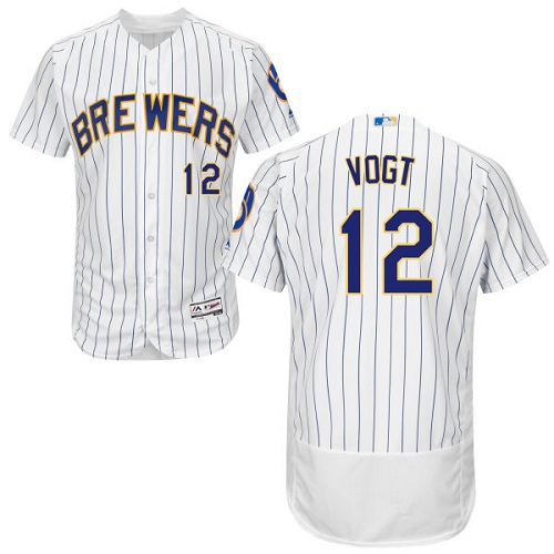 Brewers #12 Stephen Vogt White Strip Flexbase Authentic Collection Stitched MLB Jersey Brewers #12 Stephen Vogt White Strip Flexbase Authentic Collection Stitched MLB Jersey