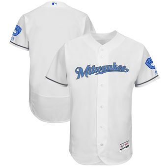 Men's Milwaukee Brewers Majestic White Father's Day FlexBase Team Jersey Men's Milwaukee Brewers Majestic White Father's Day FlexBase Team Jersey