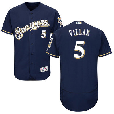 Brewers #5 Jonathan Villar Navy Blue Flexbase Authentic Collection Stitched MLB Jersey Brewers #5 Jonathan Villar Navy Blue Flexbase Authentic Collection Stitched MLB Jersey