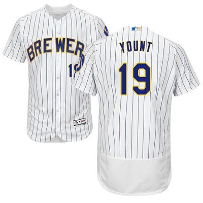 Brewers #19 Robin Yount White Strip Flexbase Authentic Collection Stitched MLB Jersey Brewers #19 Robin Yount White Strip Flexbase Authentic Collection Stitched MLB Jersey