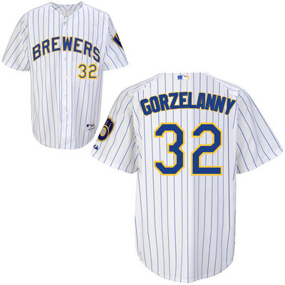 Milwaukee Brewers #32Tom Gorzelanny Authentic Personalized Alternate Home White Jersey Milwaukee Brewers #32Tom Gorzelanny Authentic Personalized Alternate Home White Jersey