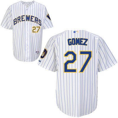 Milwaukee Brewers #27 Carlos Gomez Authentic Personalized Alternate Home White Jersey Milwaukee Brewers #27 Carlos Gomez Authentic Personalized Alternate Home White Jersey