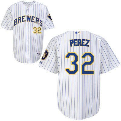 Milwaukee Brewers #32 Chris Perez Authentic Personalized Alternate Home White Jersey Milwaukee Brewers #32 Chris Perez Authentic Personalized Alternate Home White Jersey