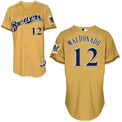 Milwaukee Brewers #12Martin Maldonado Authentic Personalized Alternate yellow Jersey Milwaukee Brewers #12Martin Maldonado Authentic Personalized Alternate yellow Jersey