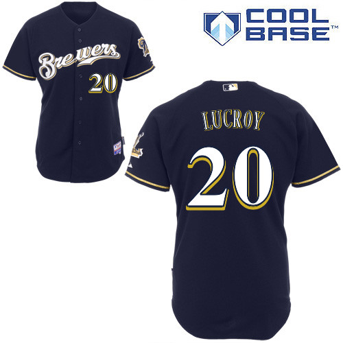 Milwaukee Brewers #20Jonathan Lucroy Authentic Personalized Alternate Blue Jersey Milwaukee Brewers #20Jonathan Lucroy Authentic Personalized Alternate Blue Jersey