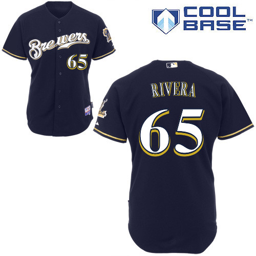 Milwaukee Brewers #65Yadiel Rivera Authentic Personalized Alternate Blue Jersey